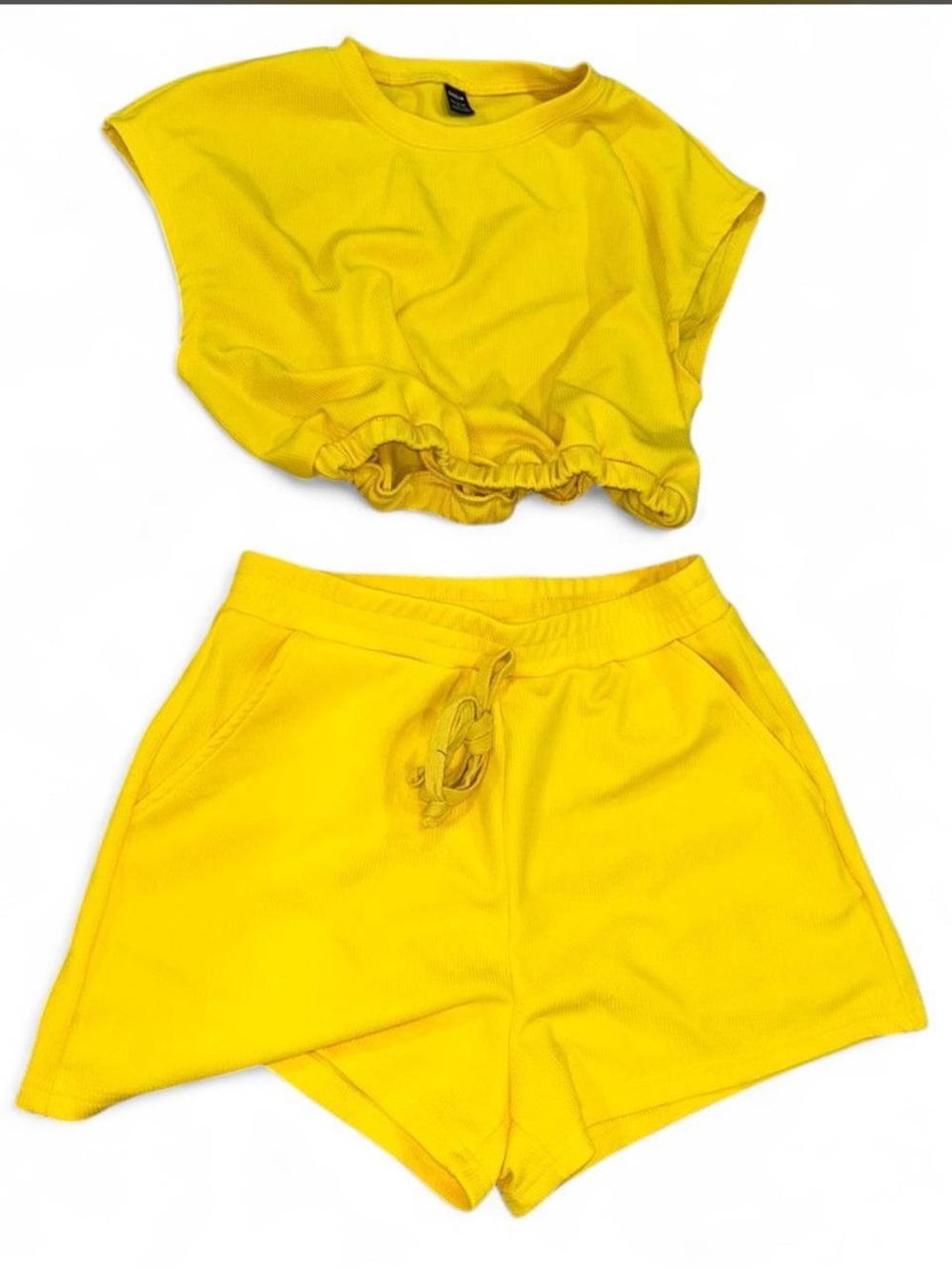 SHEIN Bright Yellow Drawstring Athletic Shorts